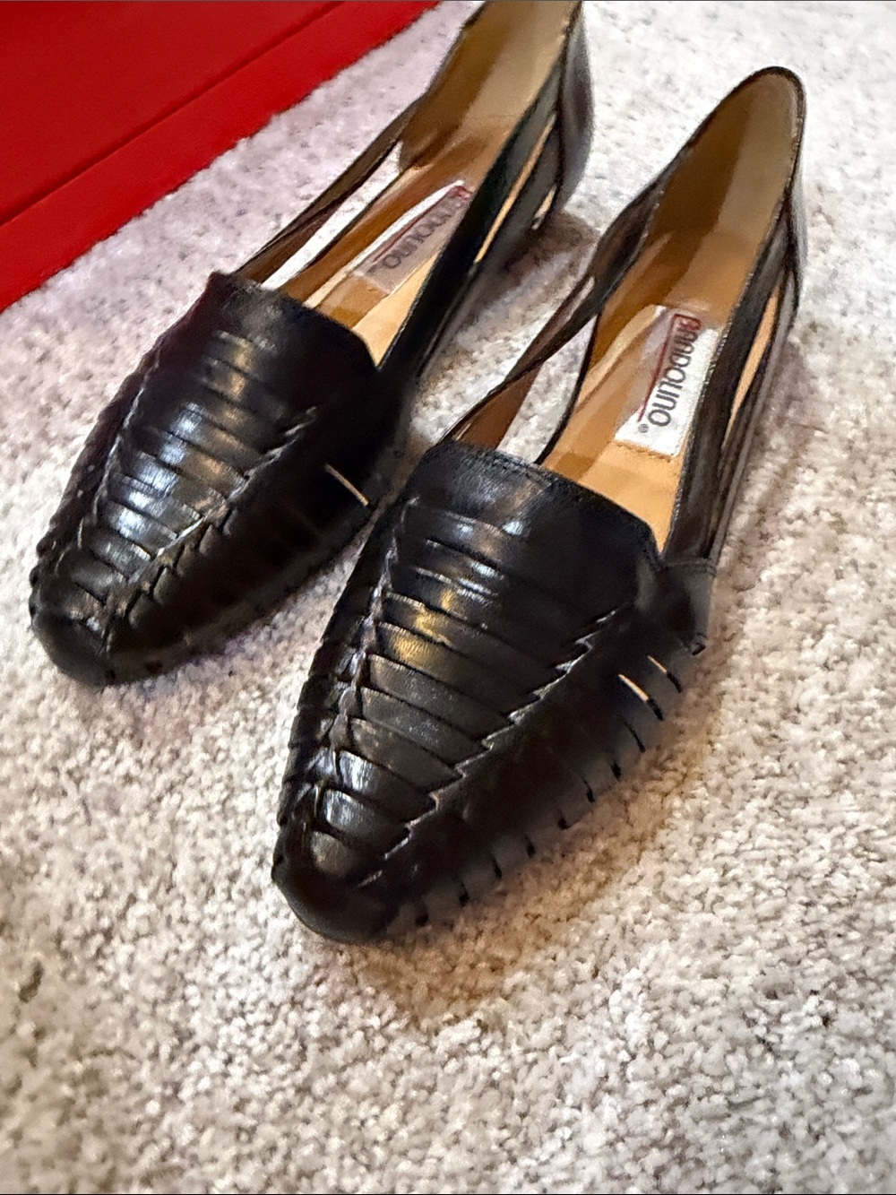 Bandolino Black Woven Leather Loafers - Women's